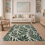 Elegant Green Leaf Vine Pattern Area Rug