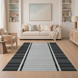 Black White Vertical Stripe Geometric Black and White Area Rug