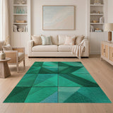Emerald Green Geometric Triangle Area Rug