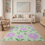 Cute Smiling Pink Flower Area Rug
