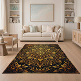 Gold and Silver Opulent Gold Mandala Floral Area Rug