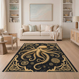 Gold Octopus Gears Area Rug