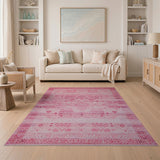 Blush Pink Distressed Heart Geometric Rug