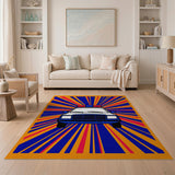Vibrant Police Car Siren Burst Area Rug
