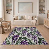 Cascading Purple Wisteria Floral Area Rug