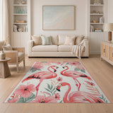 Pink Pink Flamingo Tropical Paradise Area Rug
