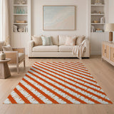 Vibrant Orange Diagonal Geometric Area Rug