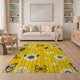 Rustic Yellow Barnwood Butterfly Sunflower Rug
