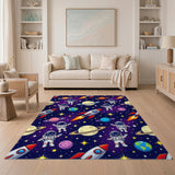 Space Astronauts Rocket Kids Area Rug