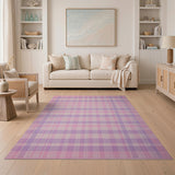 Pastel Pink Purple Plaid Area Rug