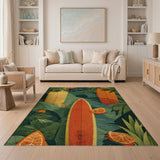 Surfboards with Orange Slices Tropical Leaves Rug