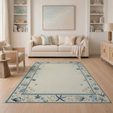 Coastal Seashell Starfish Border Area Rug