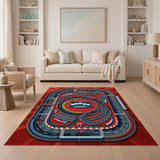 Red Racing Track Kids Area Rug