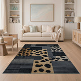Geometric Leopard Patchwork Area Rug