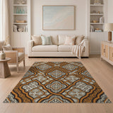Traditional Persian Burnt Orange Persian Medallion Area Rug