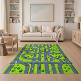 Cartoon City Street Traffic Jam Area Rug