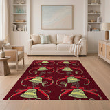 Festive Golden Bells Red Area Rug