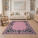 Pink Ornate Scrollwork Area Rug