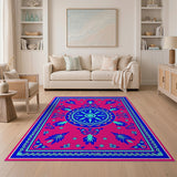 Vibrant Pink Teal Persian Medallion Rug