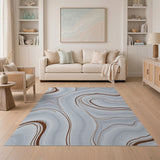 Abstract Grey Marble Swirl Area Rug