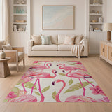 Pink Vibrant Pink Flamingo Coastal Area Rug