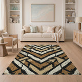Brown Tan Distressed Chevron Geometric Rug