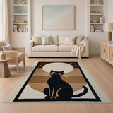 Black Cat Moon Night Area Rug