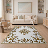 Floral Vintage Elegant Gold Ornate Medallion Area Rug