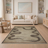 Tribal Coiled Snake Brown Tan Rug