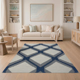 Navy Diamond Trellis Area Rug