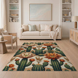 Southwestern Cactus Bloom Desert Rug