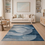 Abstract Blue Waves Area Rug