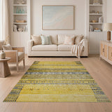 Yellow Geometric Heritage Tribal Rug