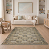 Beige Geometric Tribal Area Rug