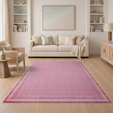 Distressed Pink Gingham Checkered Area Rug