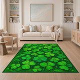 Green Lush Green Shamrock Clover Area Rug