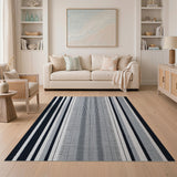 Black and White Bold Striped Bold Black White Striped Geometric Area Rug