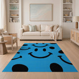 Playful Blue Smiley Faces Area Rug