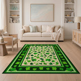 Lucky Shamrock Clover Green Green Area Rug