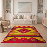 Vibrant Red Yellow Southwestern Geometric Rug