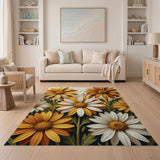 Vibrant Sunflower Daisy Floral Area Rug