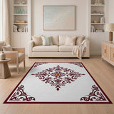 Ornate Maroon Medallion Persian Rug