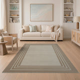 Beige Framed Woven Area Rug