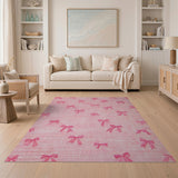 Playful Pink Bow Scatter Area Rug