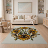 Vintage Yellow Poppy Mandala Area Rug