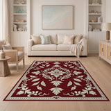 Elegant Red Ornate Floral Area Rug