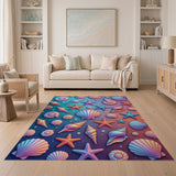Vibrant Seashell Starfish Area Rug