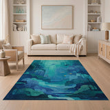 Teal Underwater Depths Dolphin Area Rug