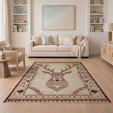 Tribal Deer Head Southwestern Area Rug