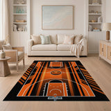 Geometric Modern Orange Orange Basketball Court Geometric Area Rug